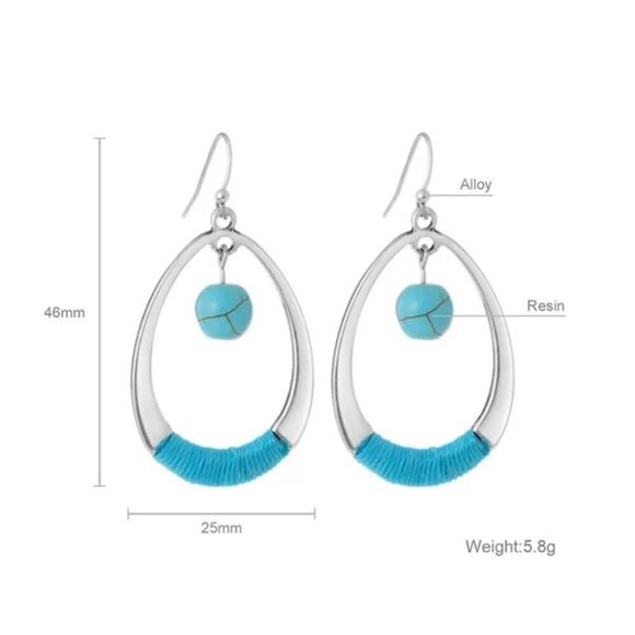 Thread Wrapped Tear Drop Earrings Black Gold - Picture 4 of 4